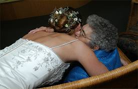 Mom being greeted at her second granddaughters wedding, Englewood, Ohio, June 18, 2005. Click for bigger photo.
